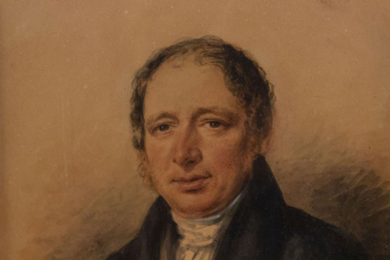 Américain Portrait à l'aquarelle d'un homme anglais de l'époque victorienne en vente