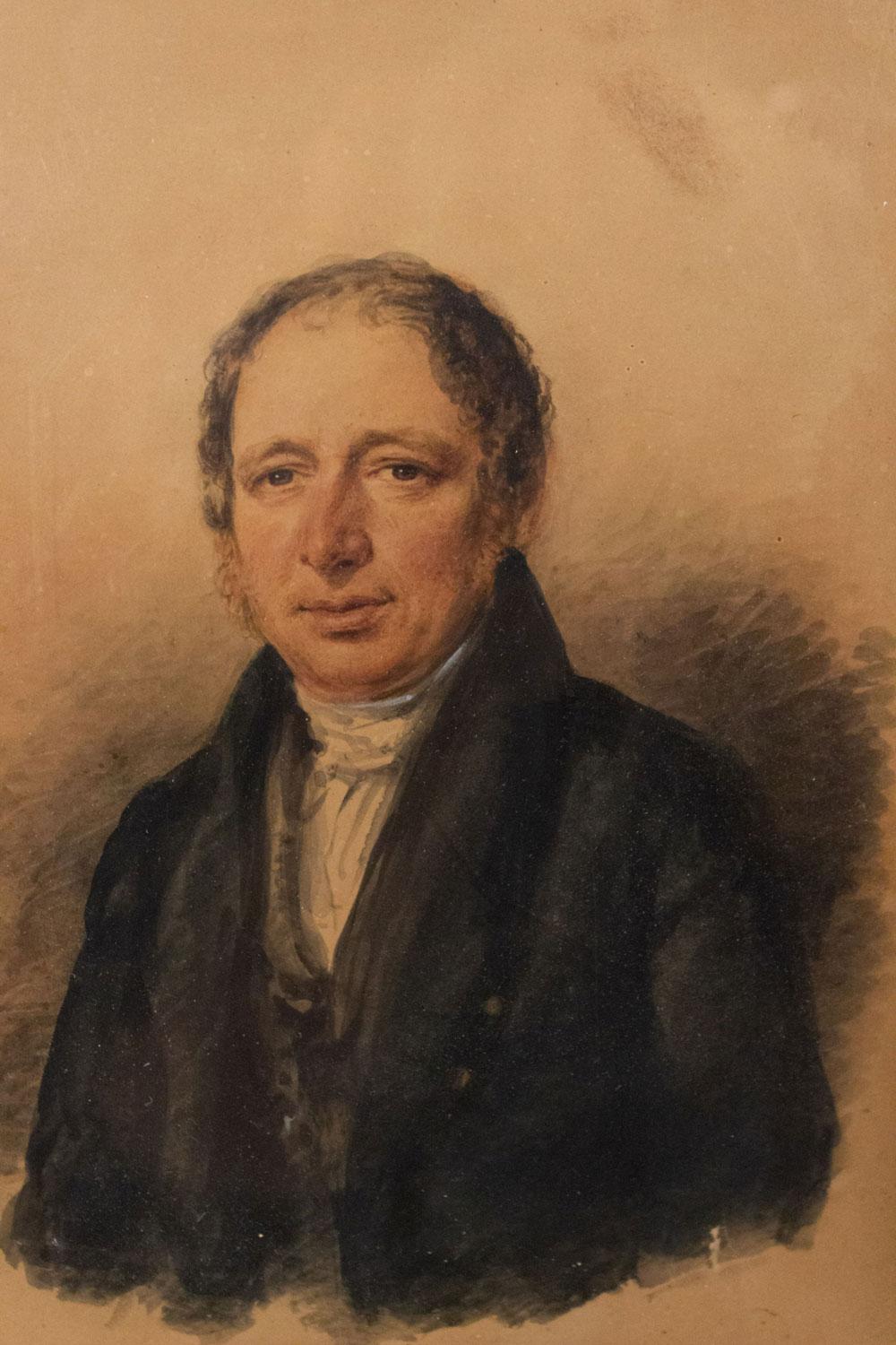 Portrait à l'aquarelle d'un homme anglais de l'époque victorienne Bon état - En vente à Queens, NY