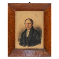 Antique English Victorian Male Watercolor Portrait