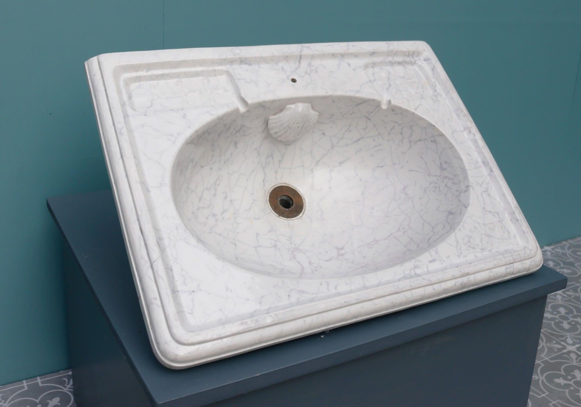 19th Century English Victorian Marble Effect Basin For Sale