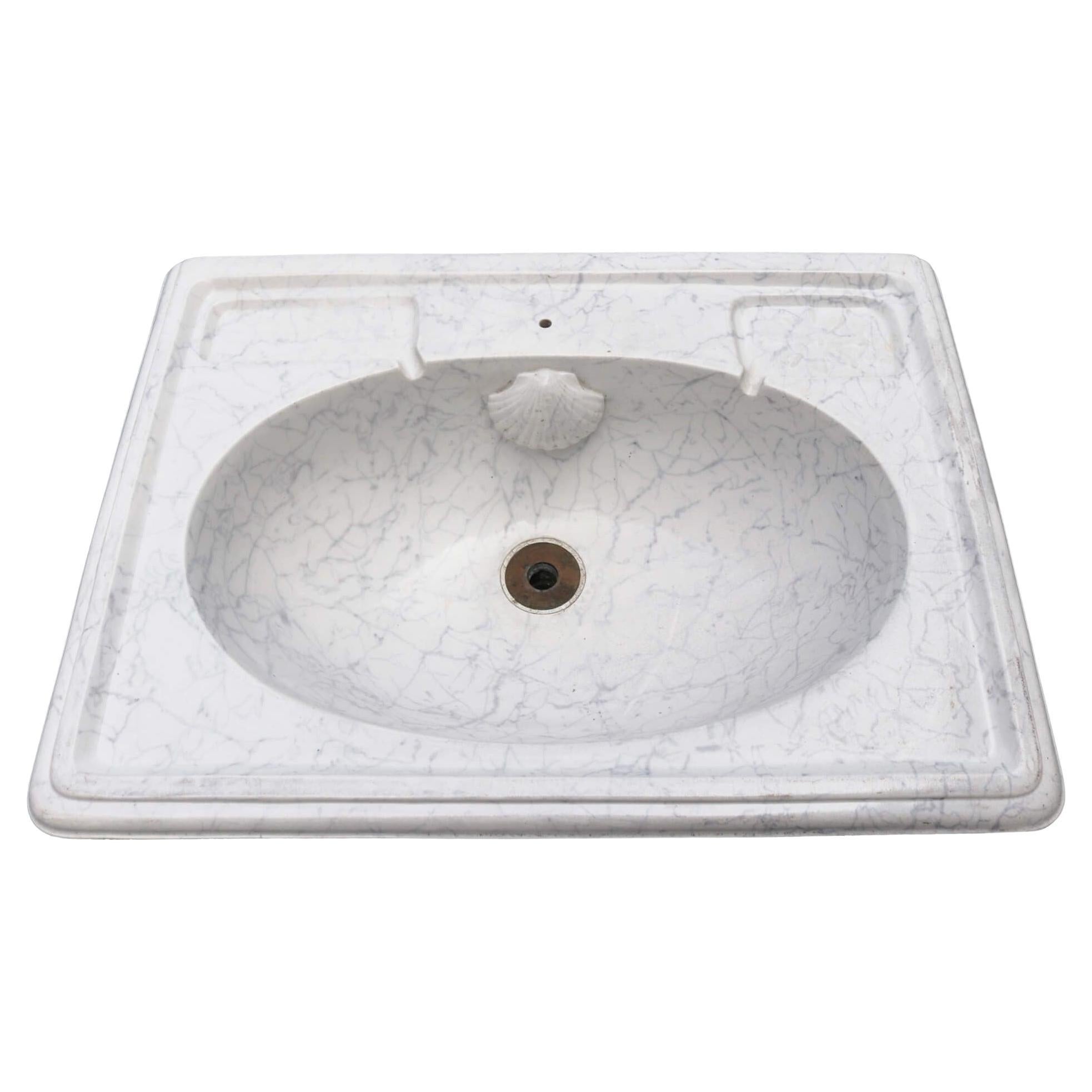 English Victorian Marble Effect Basin For Sale
