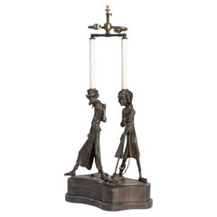 English Victorian Metal Figural Table Lamp