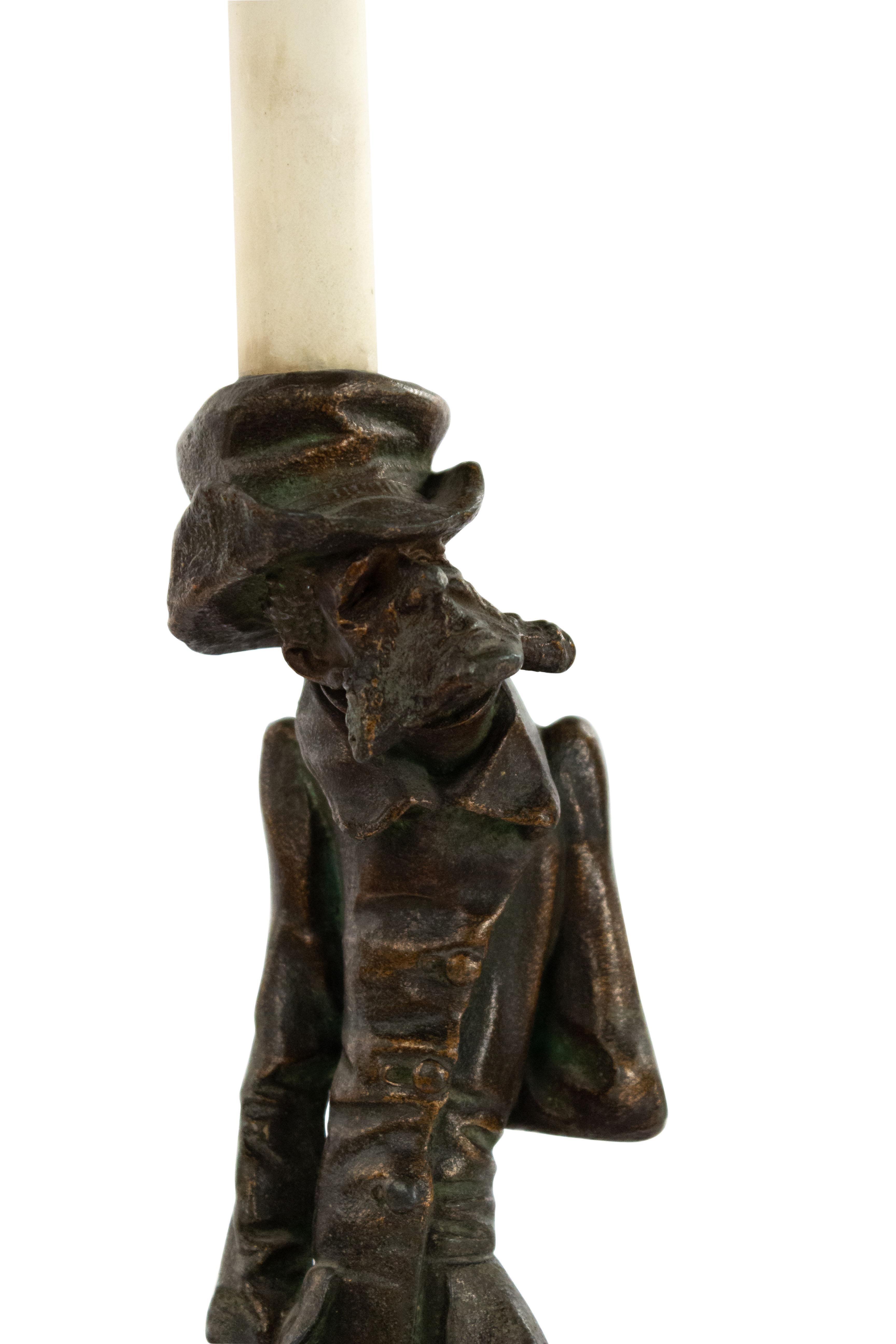 19th Century English Victorian Metal Figural Table Lamp For Sale