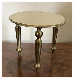 English Victorian Miniature Brass Tripod Table Trivet or Candle Riser Stand