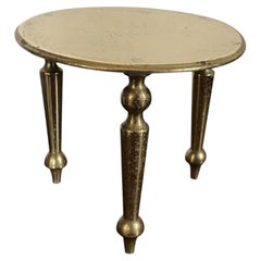 English Victorian Miniature Brass Tripod Table Trivet or Candle Riser Stand