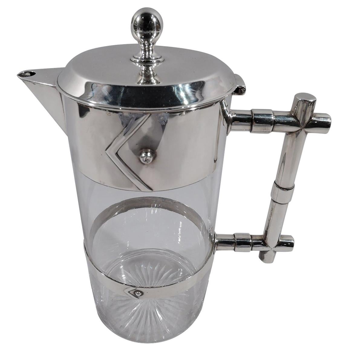 Decantador inglés victoriano moderno de plata de ley estilo Christopher Dresser en venta