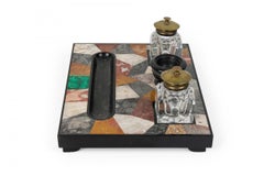 English Victorian Multi-tonal Hardstone Inkwell