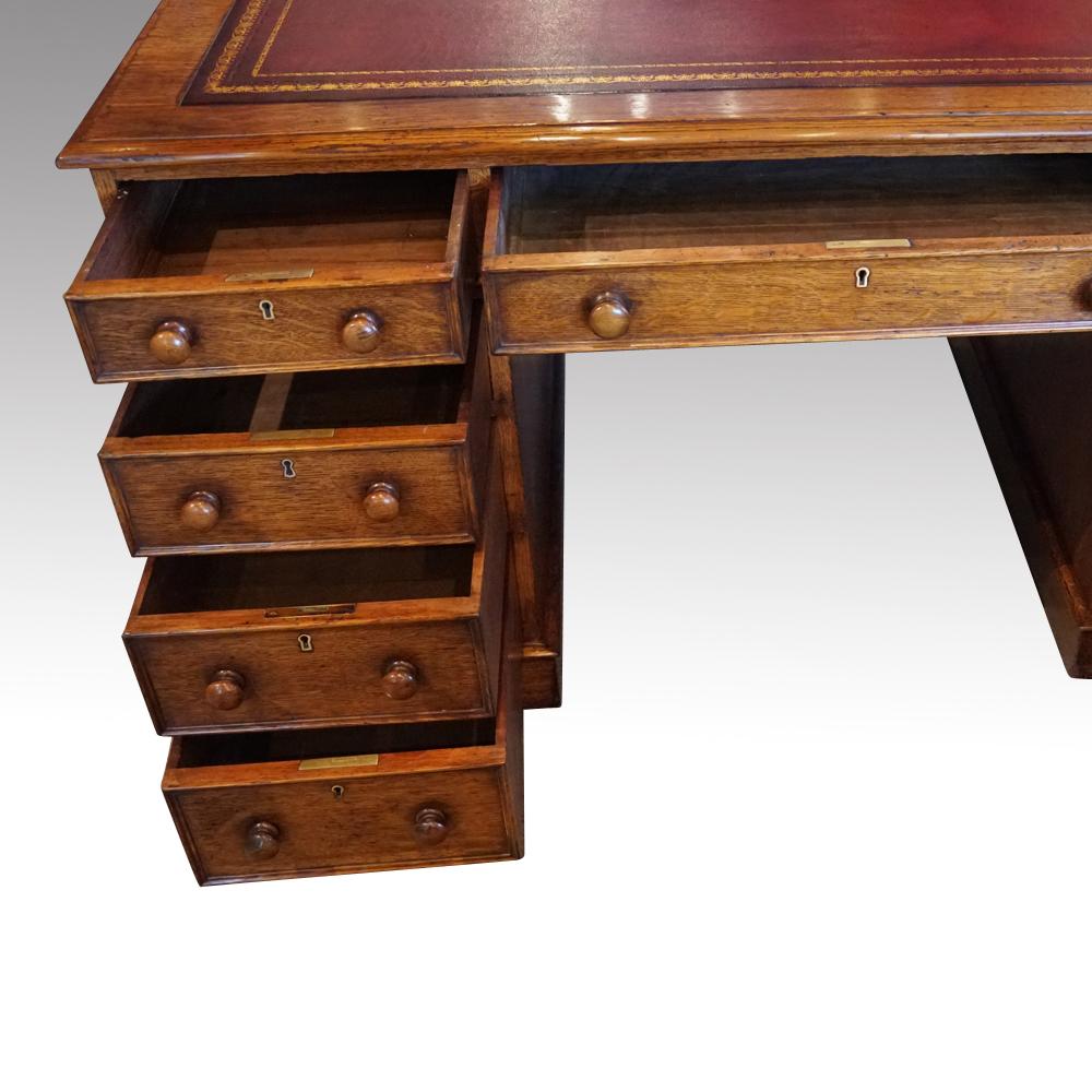 English Victorian Oak Partners Desk 2