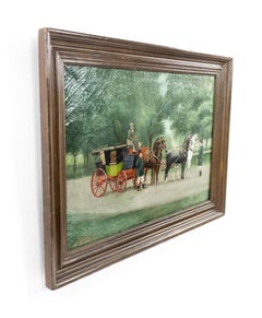 English Victorian Oil Painting of Stage Coach