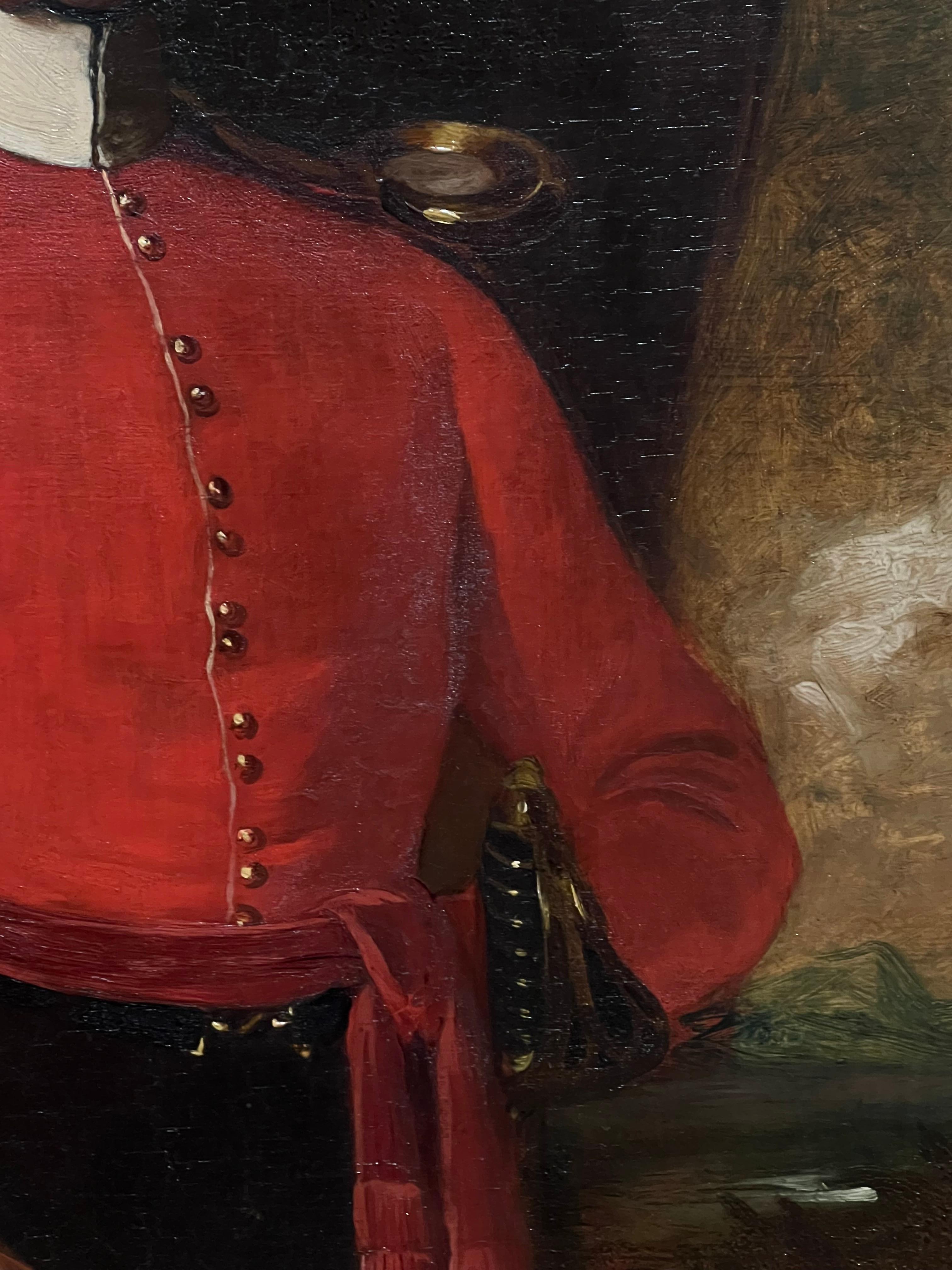 Retrato militar de un oficial británico
English School, mediados del siglo XIX
óleo sobre lienzo, enmarcado
Enmarcado: 33 x 28 pulgadas
Lienzo : 24 x 20 pulgadas
Procedencia: colección privada, Inglaterra
Estado: muy buen estado

Descripción: Este