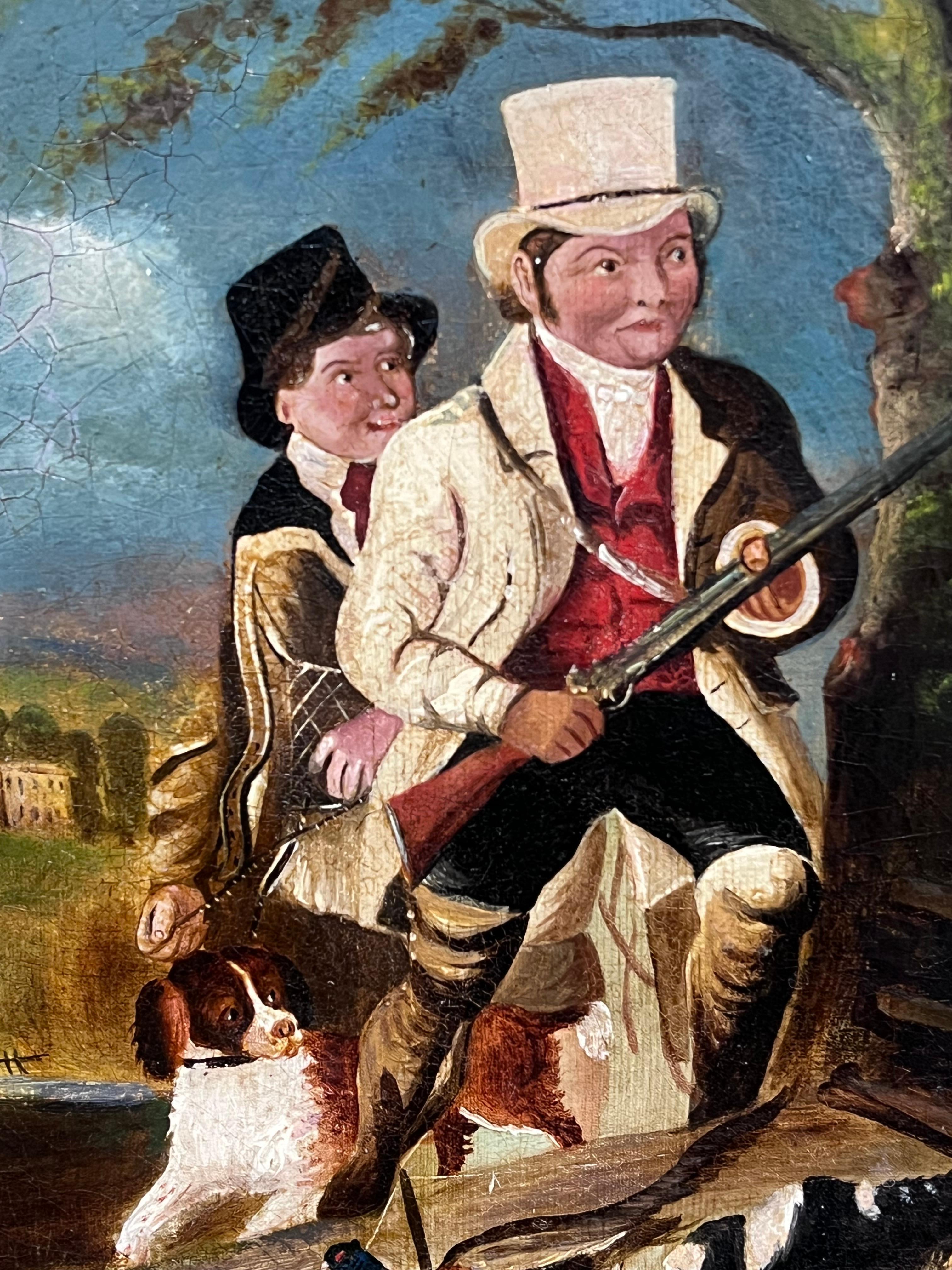 Pintura al óleo de arte deportivo inglés del siglo XIX Caballeros y leales perros de caza en venta 2