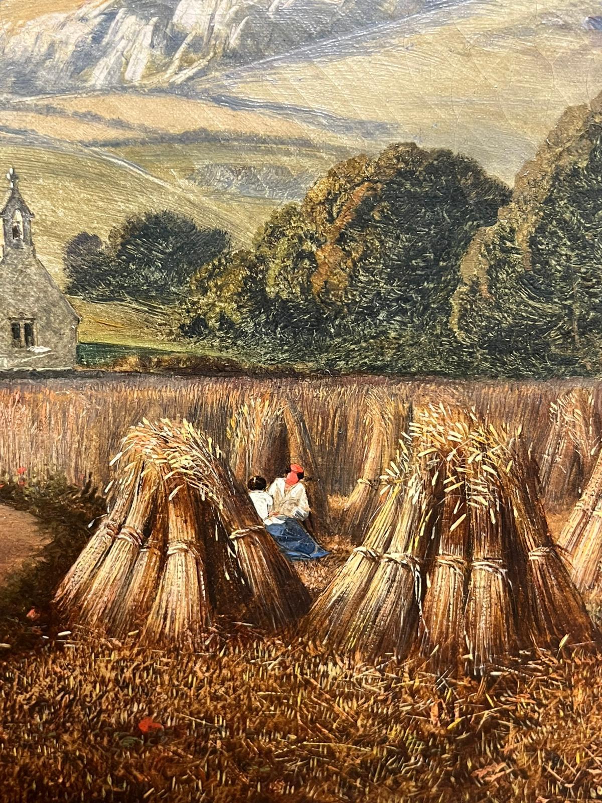 'Harvesting - Betws-y-Coed' (Wales)
William Gray C. 1828
signed oil on canvas, framed in gilt period antique frame. 
framed: 22 x 29 inches
canvas: 14 x 22 inches
Provenance: private collection, UK
Condition: the antique frame has some minor plaster