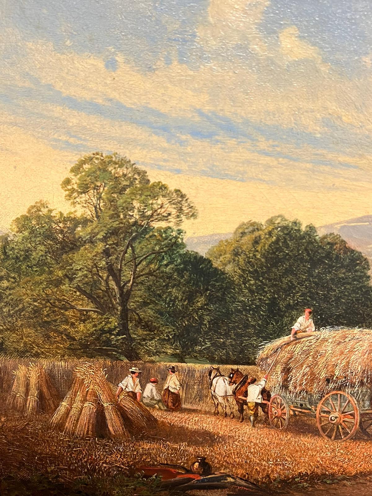 Early 19th Century Welsh Oil Painting Harvest Time Loading Haycart Mountains For Sale 2