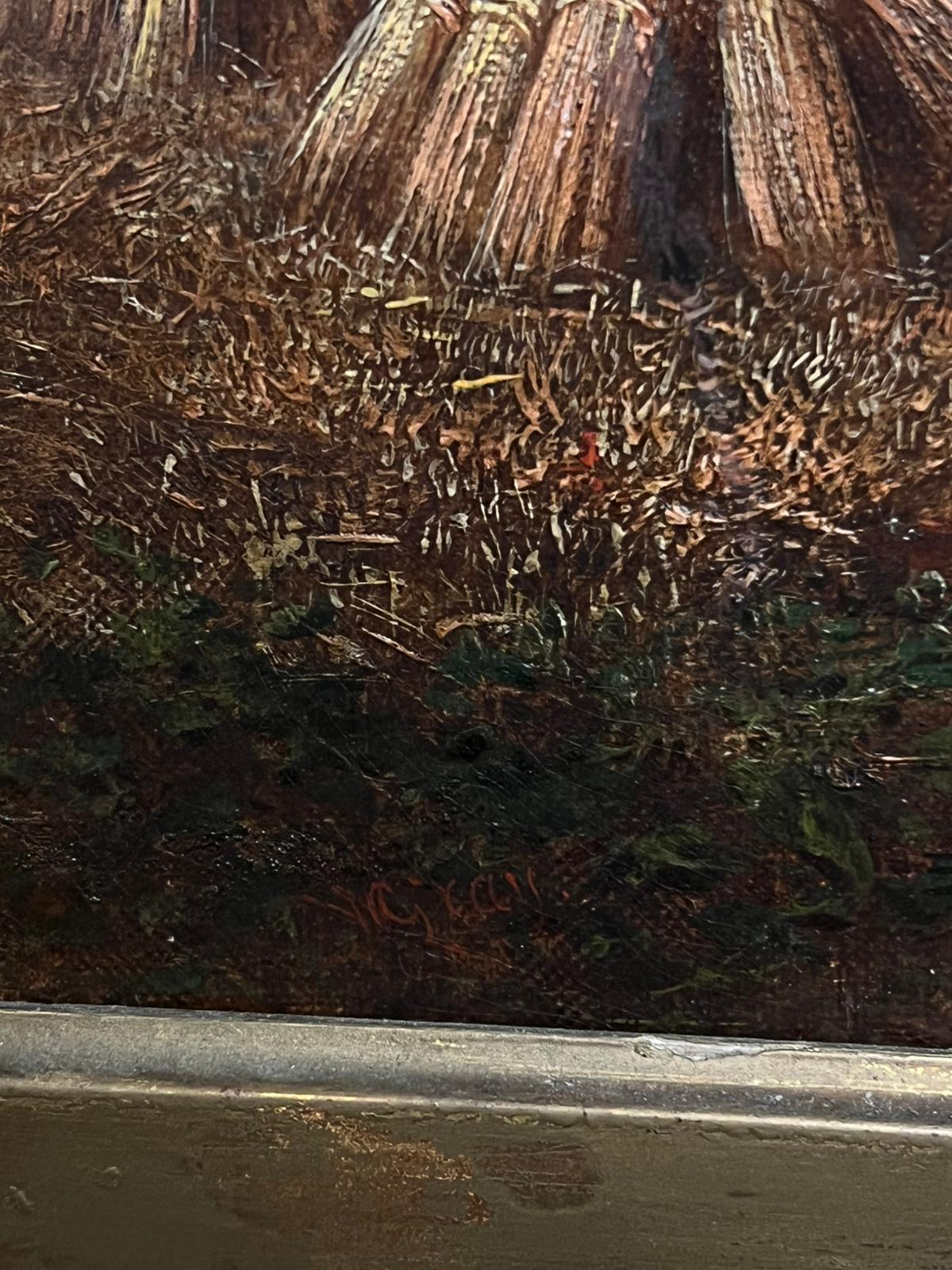 Early 19th Century Welsh Oil Painting Harvest Time Loading Haycart Mountains For Sale 3