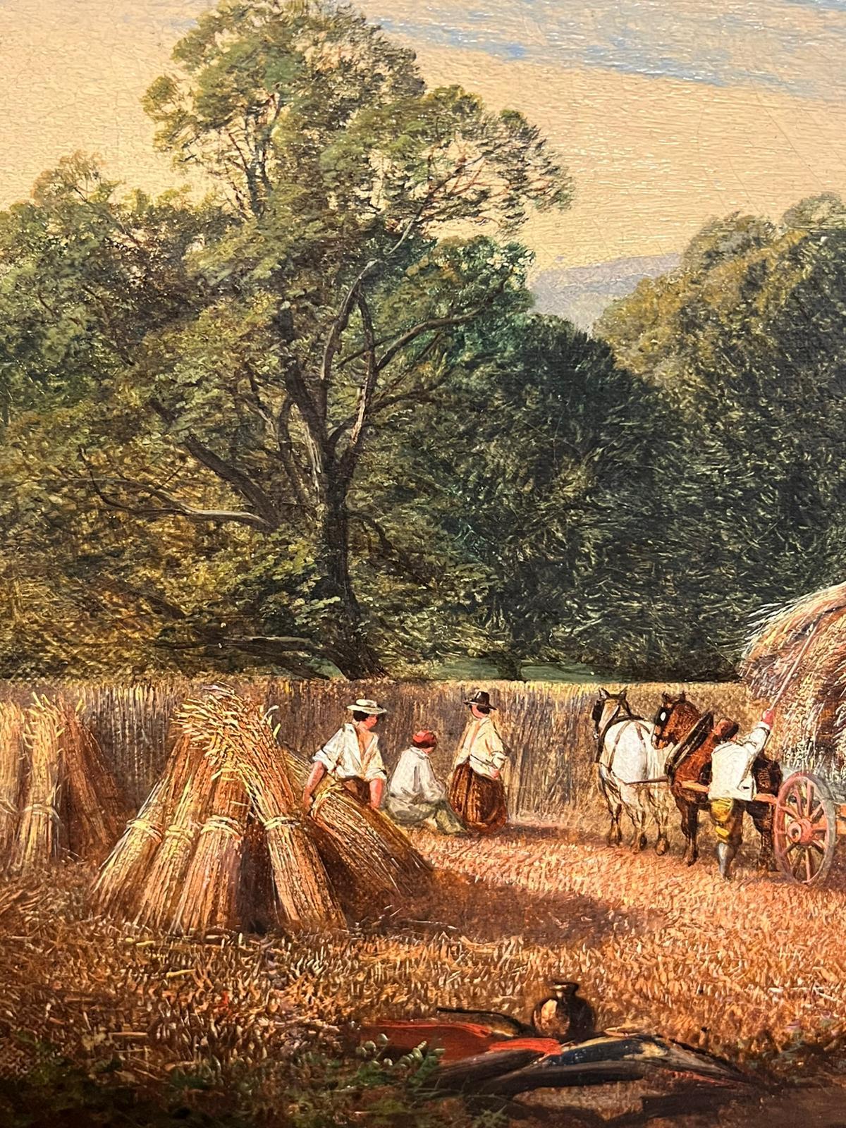 Early 19th Century Welsh Oil Painting Harvest Time Loading Haycart Mountains For Sale 4