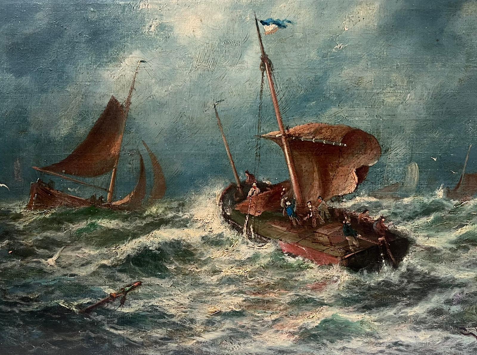 Stormy Seas
English School, 19th century
signed oil on canvas, unframed
canvas: 16 x 24 inches
provenance: private collection, UK
condition: very good and sound condition