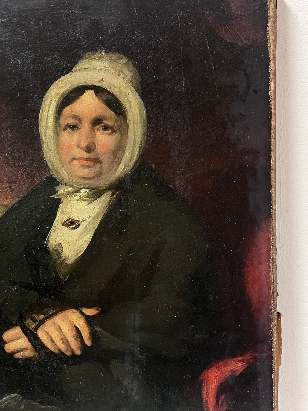 Mid Victorian Portrait of a Lady Seated in a Chair Original 19th Century Oil  - Painting by English Victorian Oil 