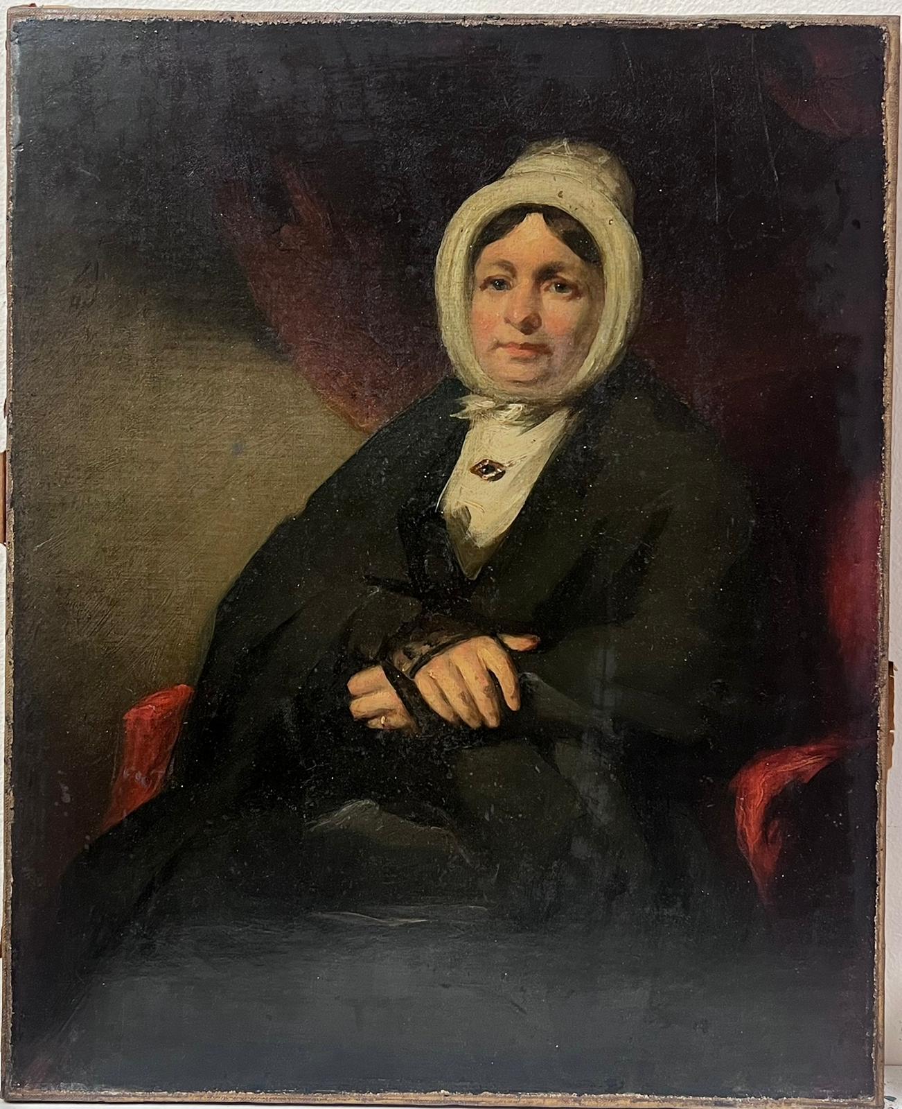 Mid Victorian Portrait of a Lady Seated in a Chair Original 19th Century Oil  For Sale 1