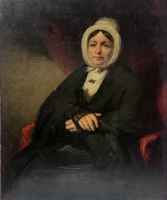 Mid Victorian Portrait of a Lady Seated in a Chair Original 19th Century Oil 