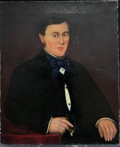 Portrait of Gentleman with Cigar Large 19th Century British Oil Painting