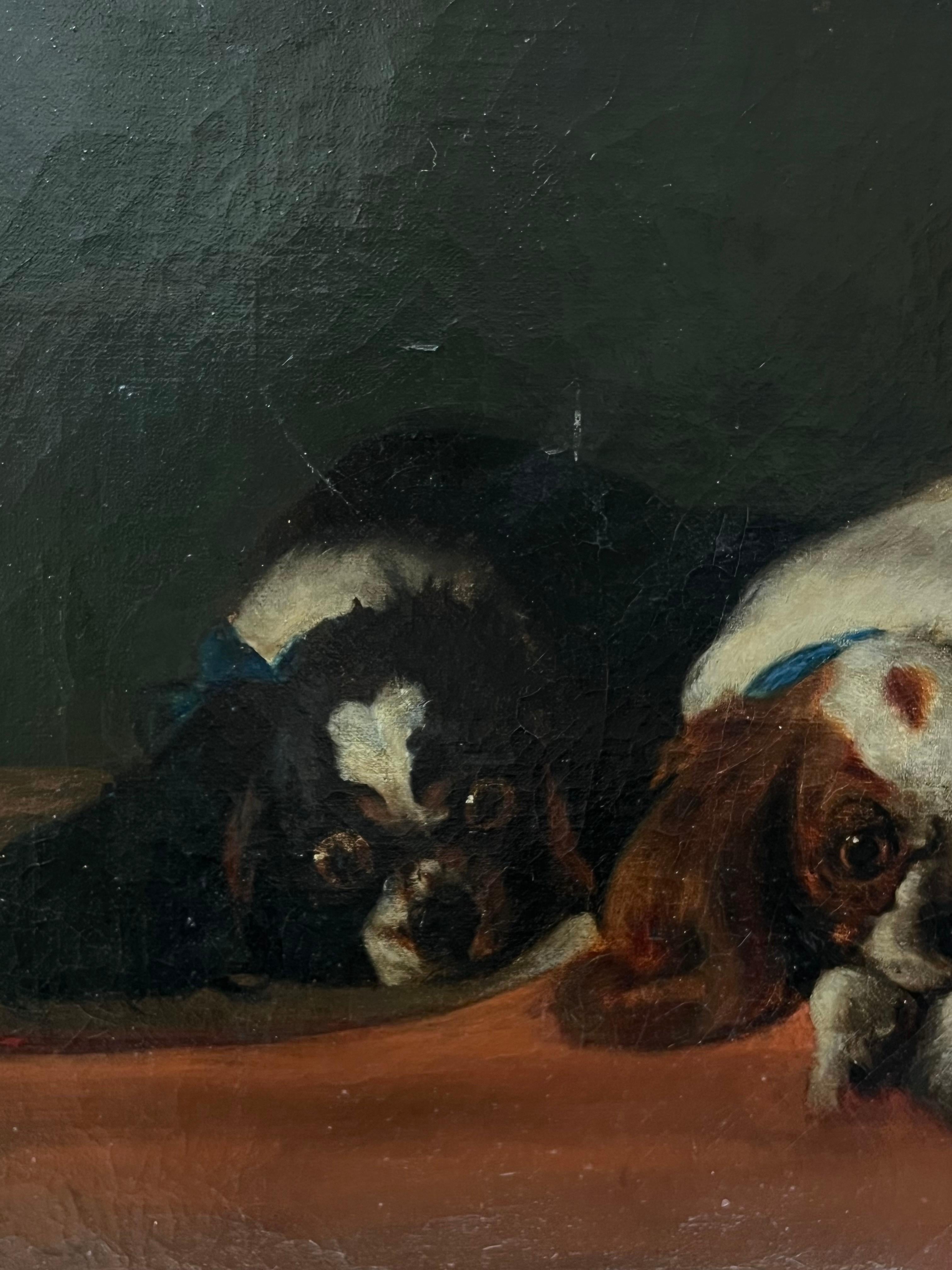 Los Cavaliers Mascotas
Escuela inglesa, siglo XIX
según el cuadro de 1845 de Sir Edwin Landseer
óleo sobre lienzo, enmarcado
enmarcado: 22 x 18 pulgadas
lienzo : 18 x 15 pulgadas
Procedencia: colección privada, Los Cotswolds, Inglaterra
Estado: