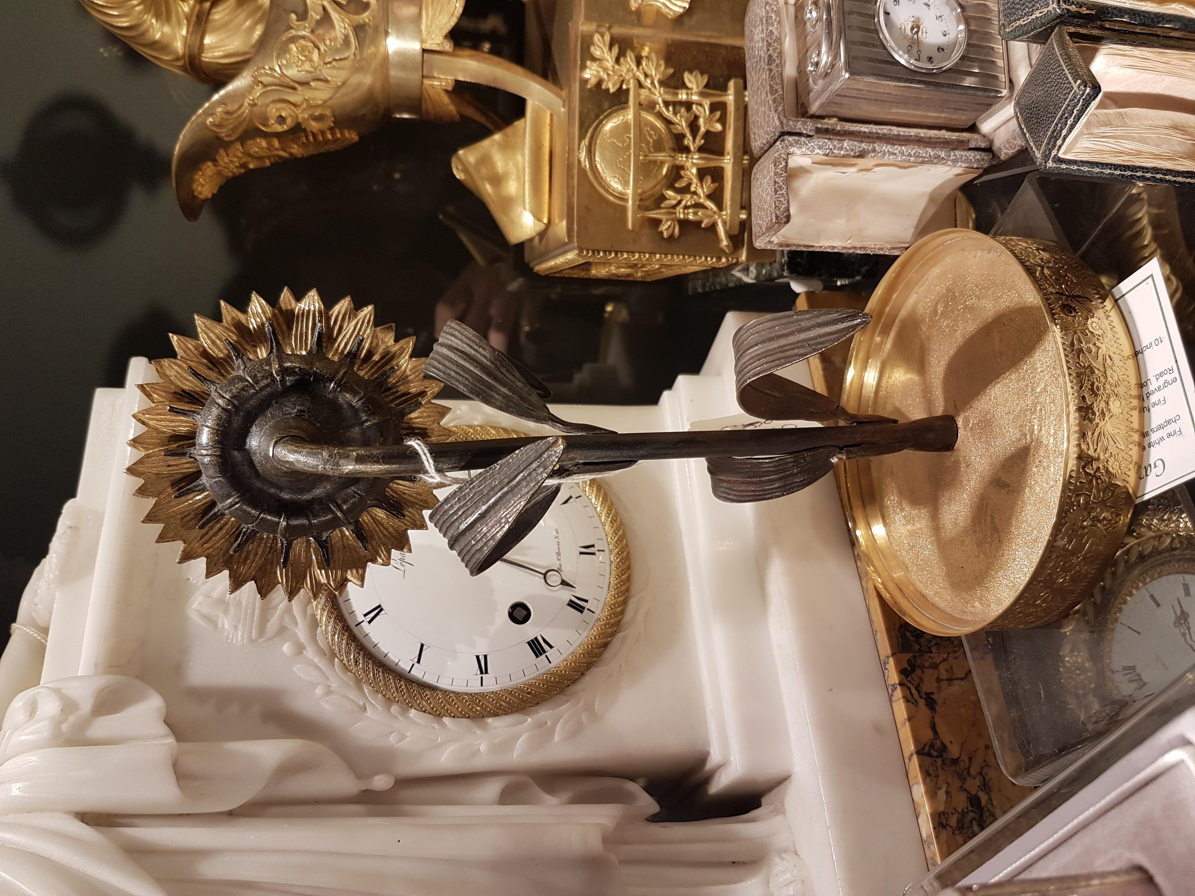 Mid-19th Century English Victorian Ormolu and Patinated Bronze Sunflower Clock