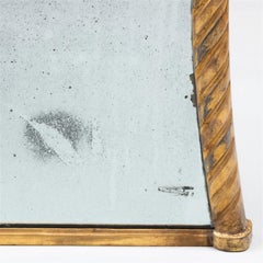 English Victorian Over Mantel Giltwood Rope Twist Mirror