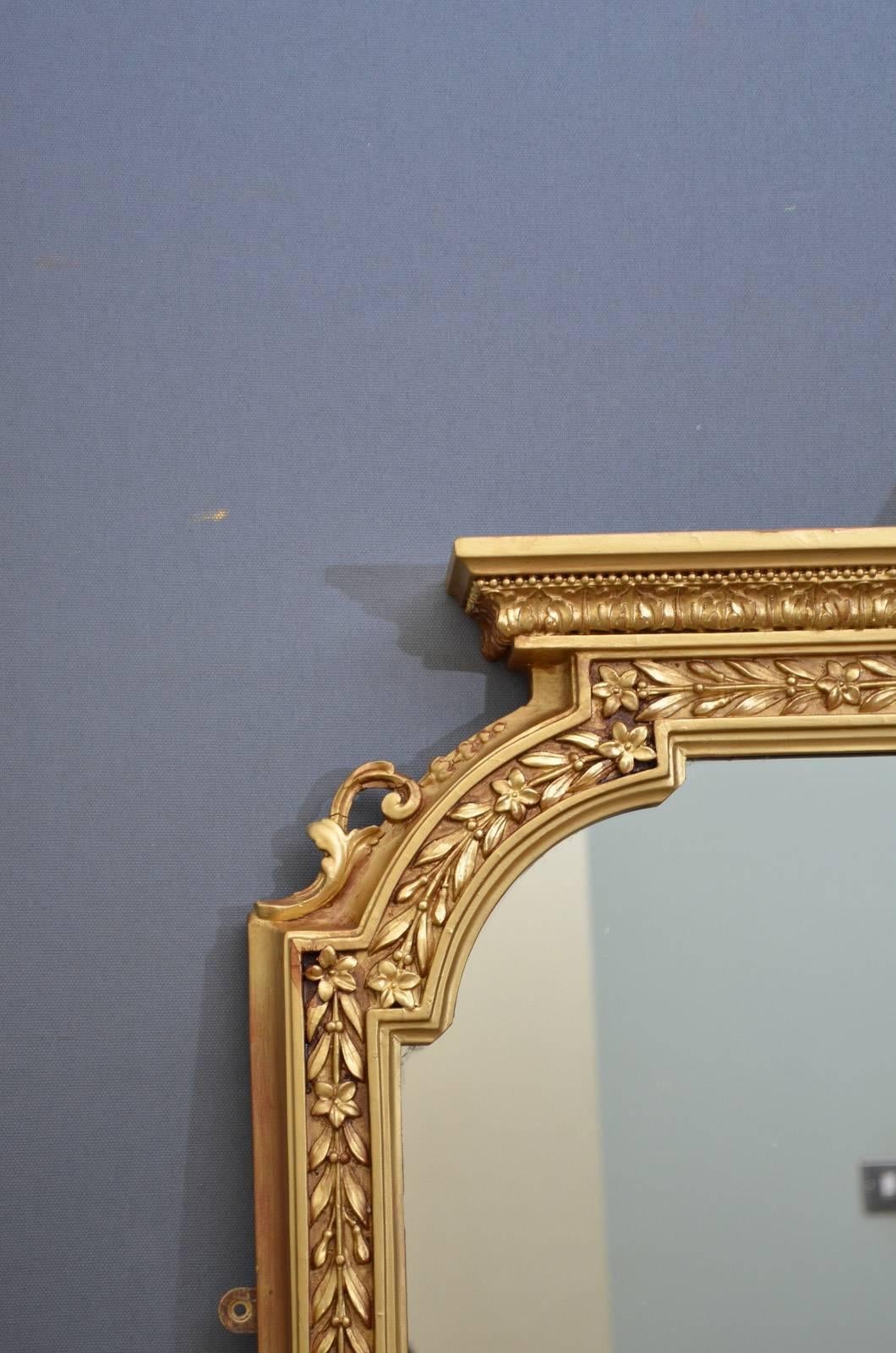 English Victorian Overmantel Mirror In Excellent Condition In Whaley Bridge, GB