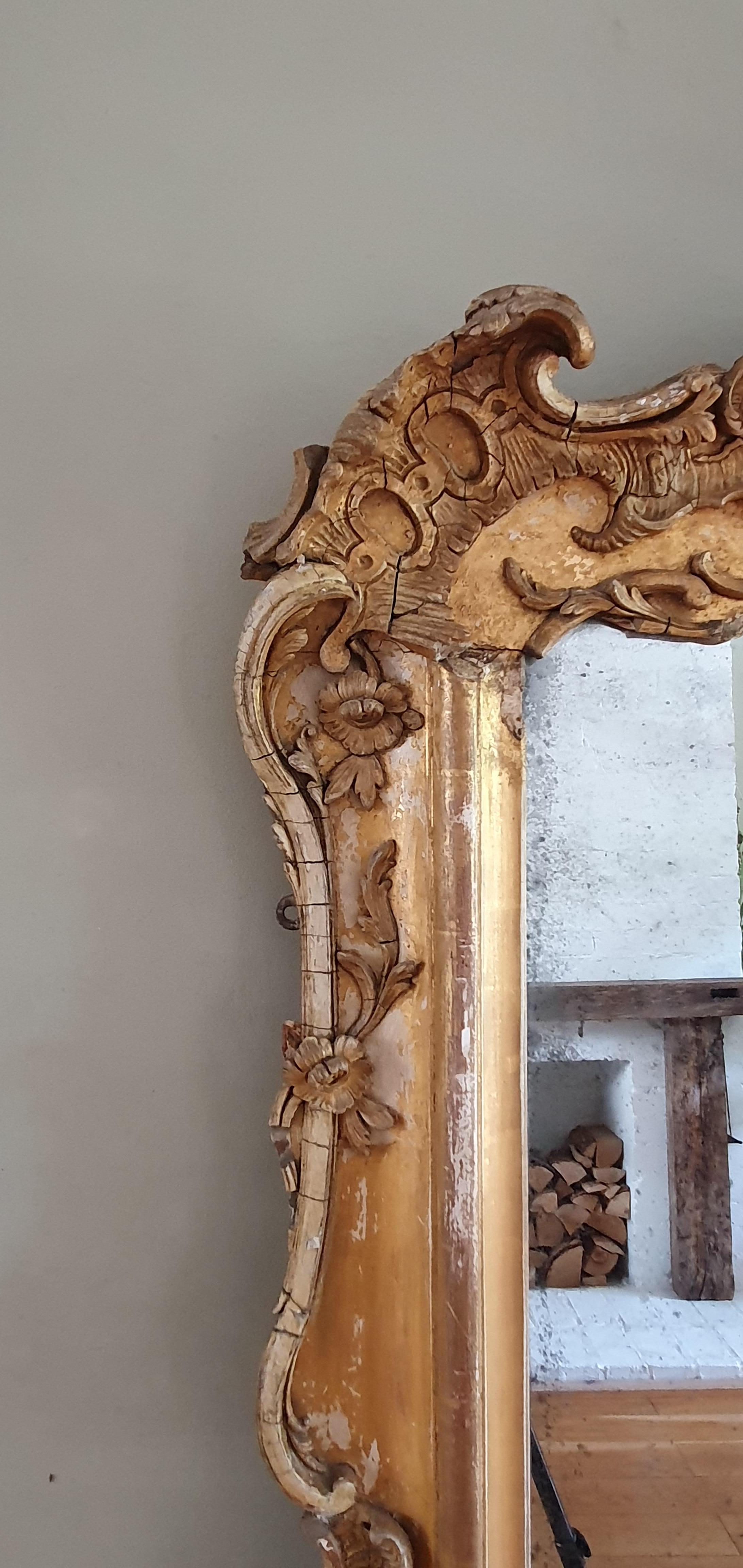 Gilt English Victorian Overmantel Mirror For Sale