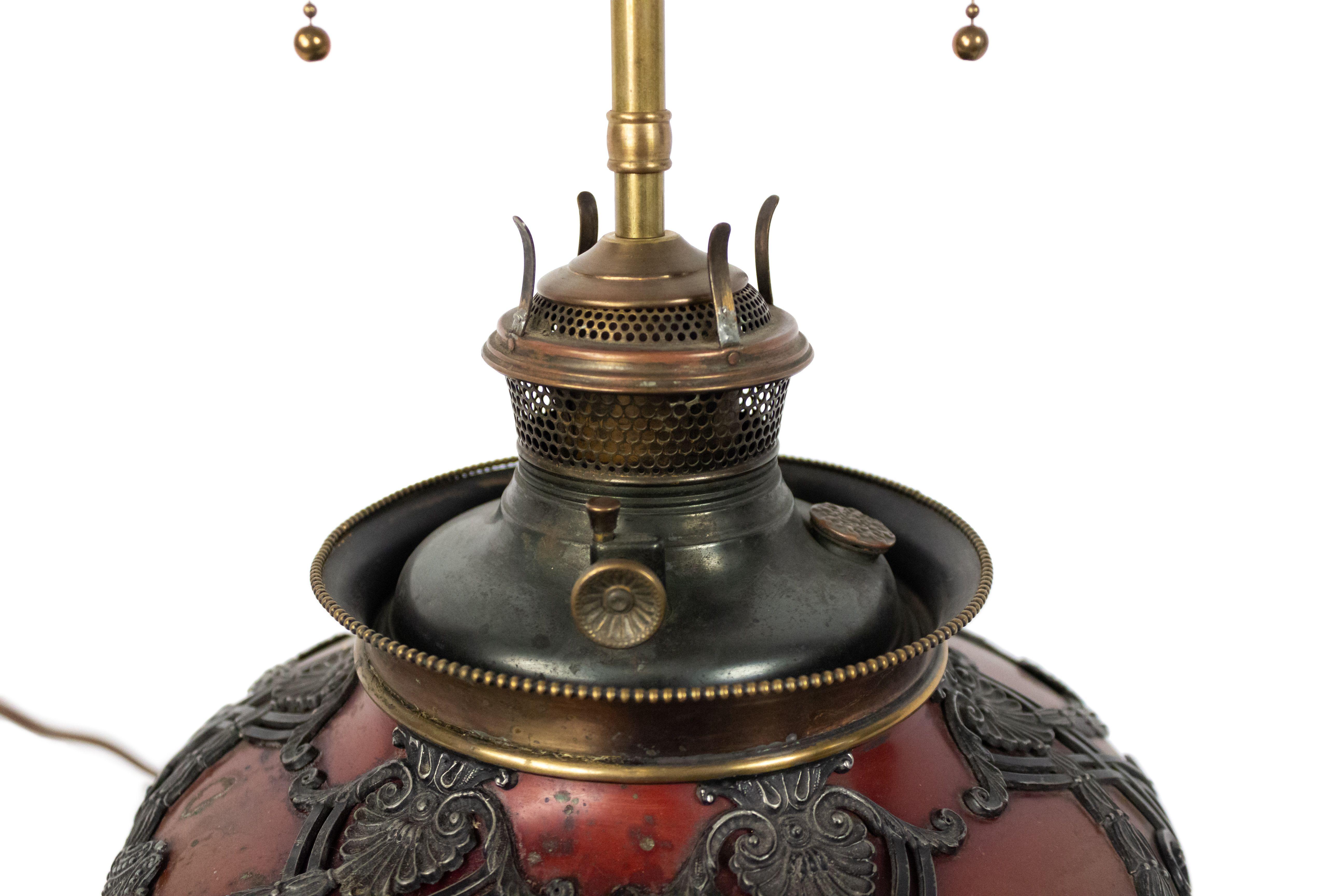 English Victorian Oxblood Patinated Table Lamp In Good Condition In New York, NY