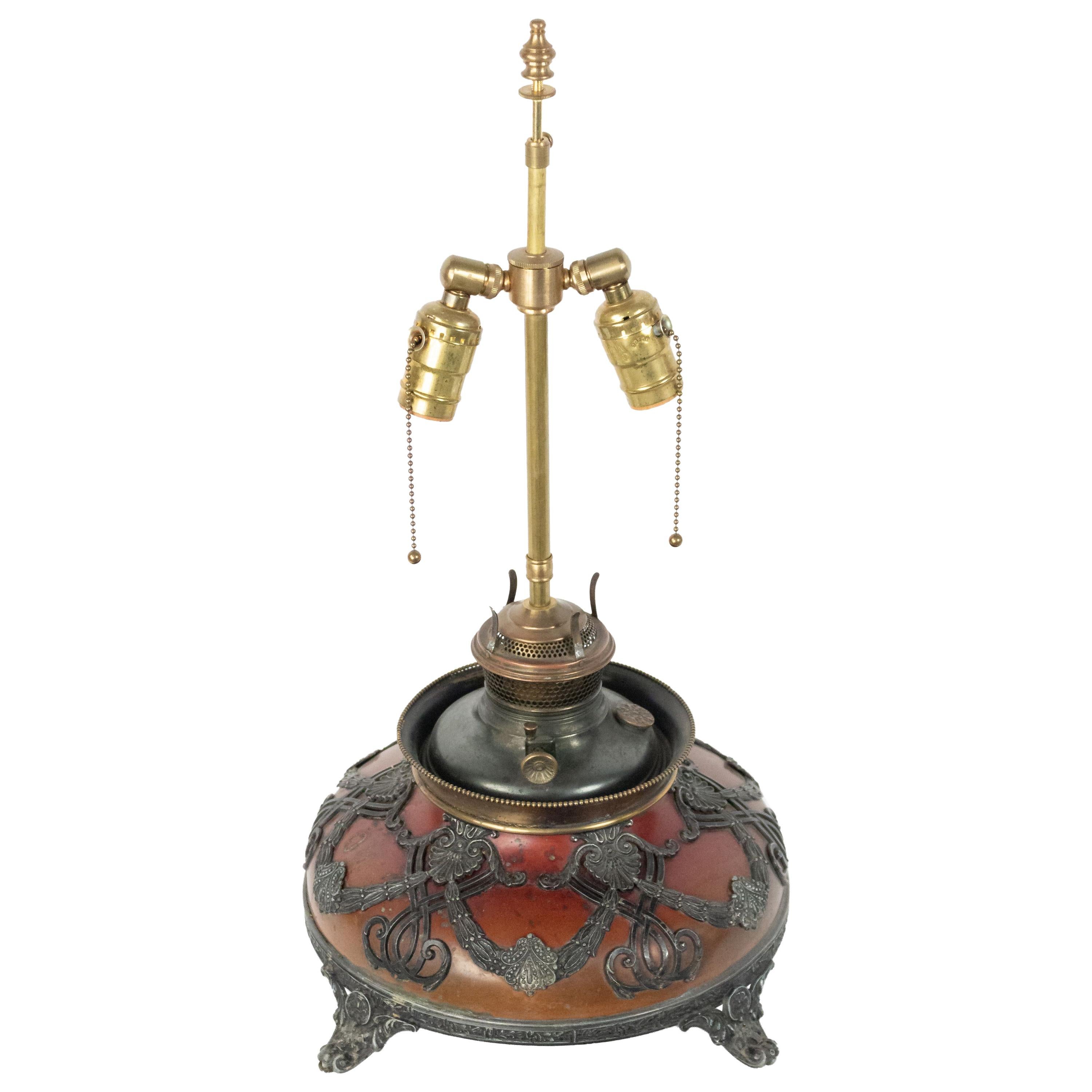 English Victorian Oxblood Patinated Table Lamp