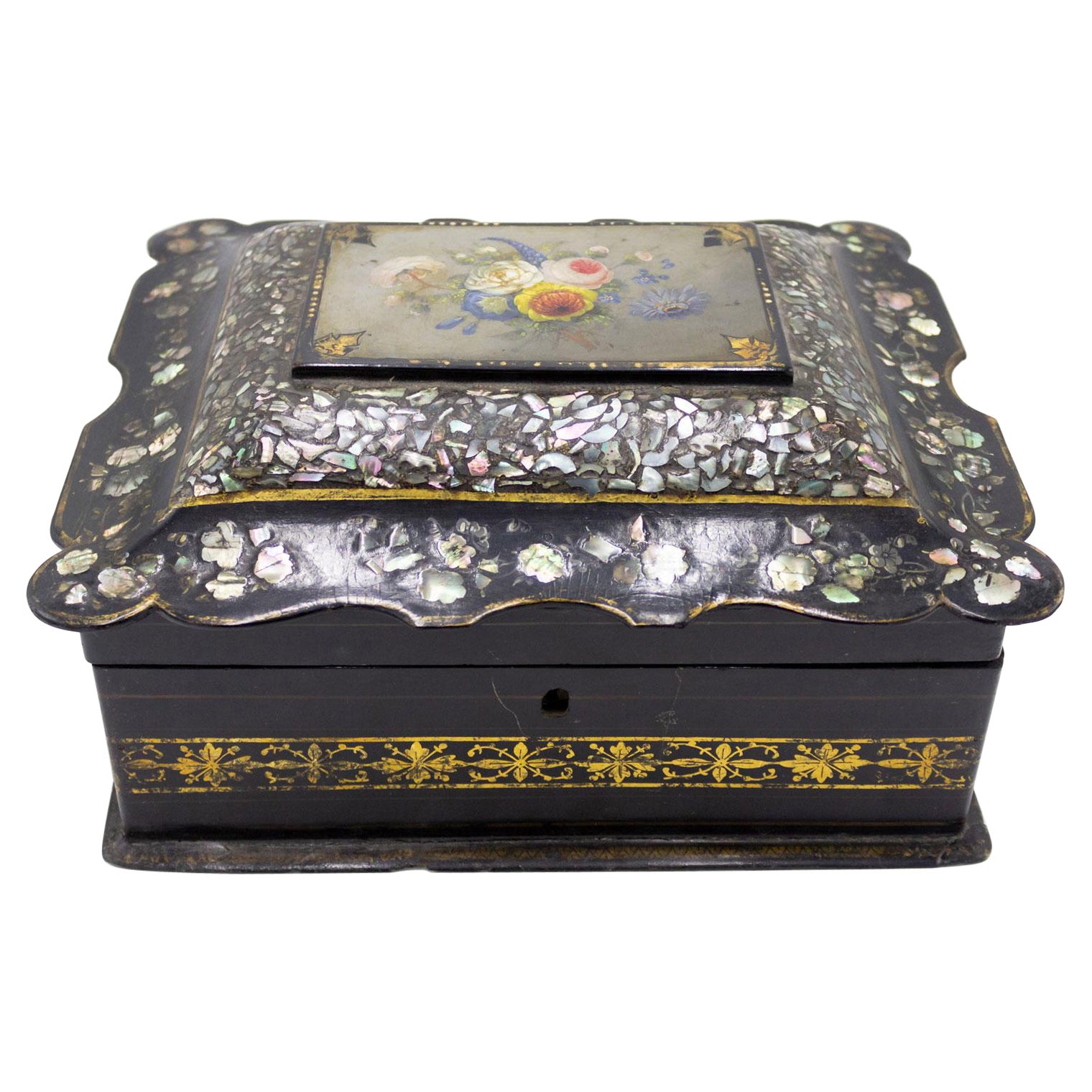 English Victorian Papier Mache Box