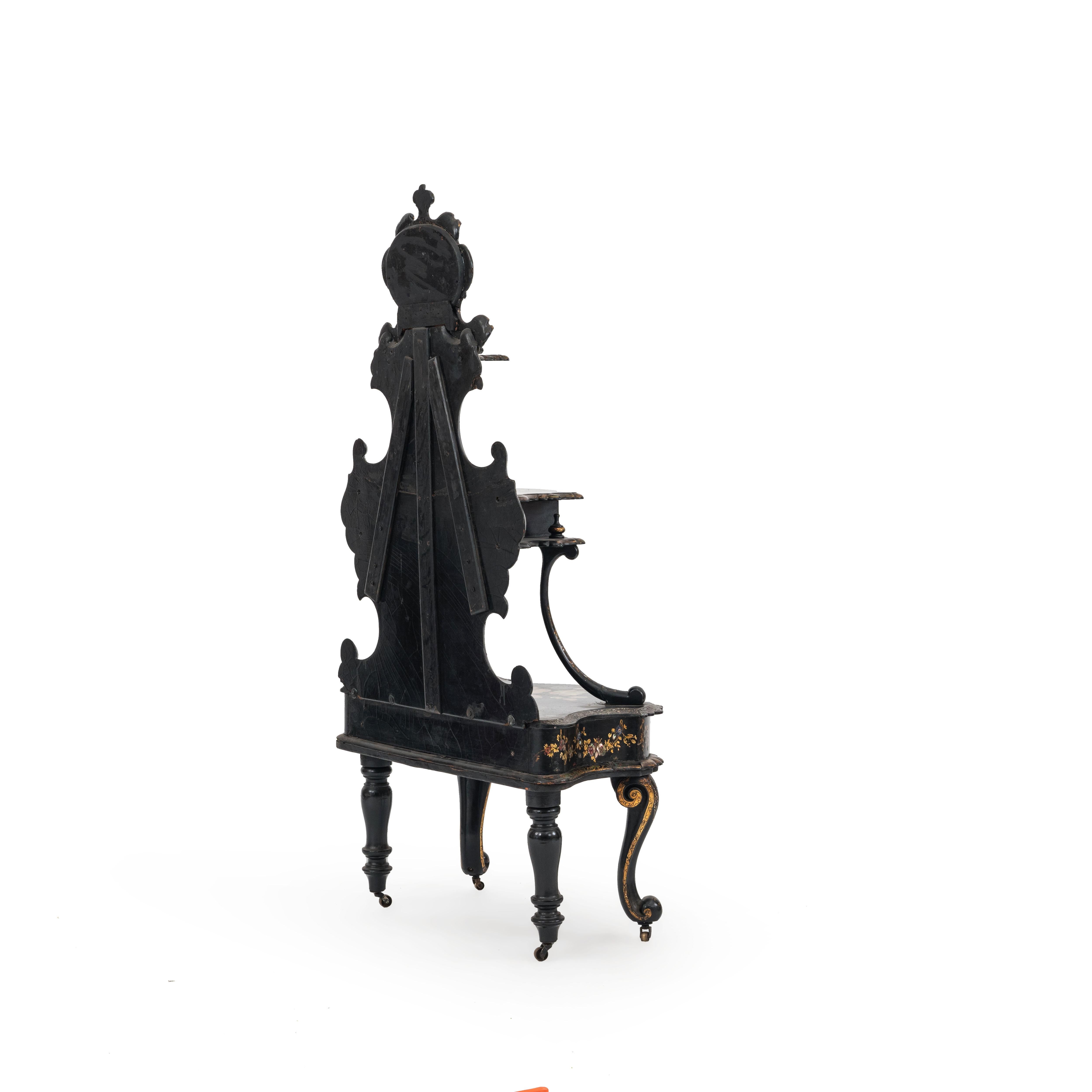 Lacquer English Victorian Papier Mache Etagere For Sale