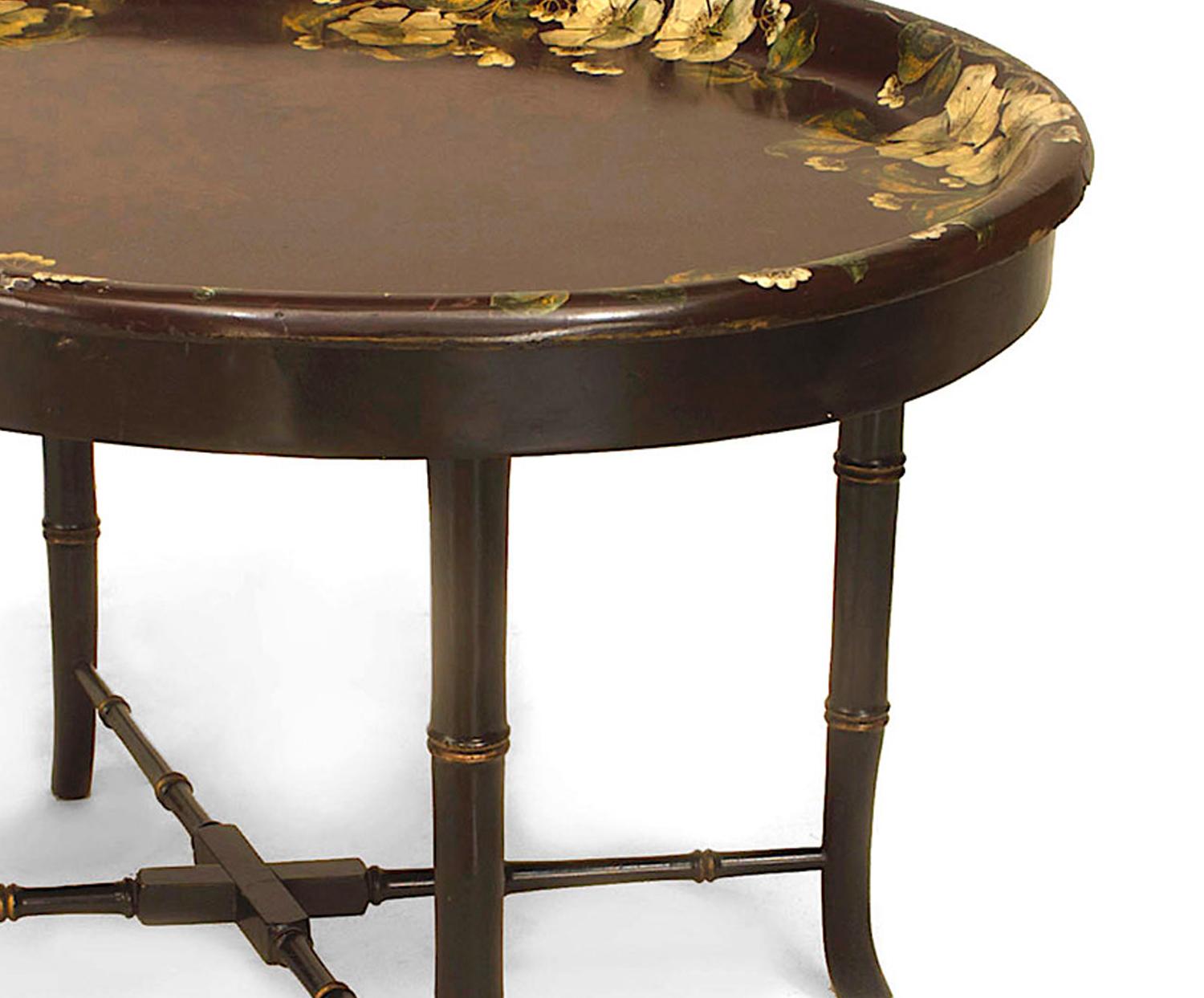 Englischer viktorianischer Couchtisch aus Papiermaché mit Blumenmuster (Britisch) im Angebot