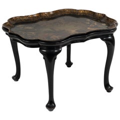 English Victorian Papier-Mâché Inset Tray Top Coffee Table