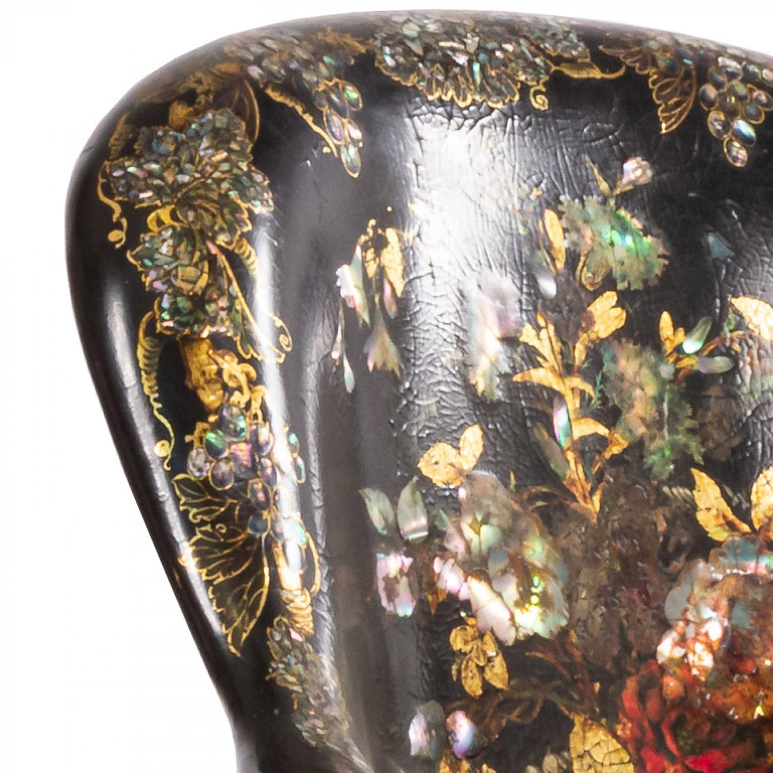 British English Victorian Papier Mache Pearl Bergére Arm Chair For Sale