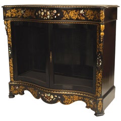 English Victorian Papier Mache Pearl Cabinet