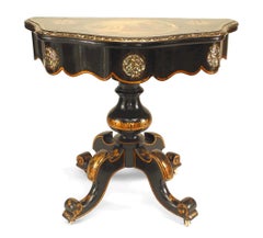 English Victorian Papier Mâché Pearl Inlaid Flip Top Console Table