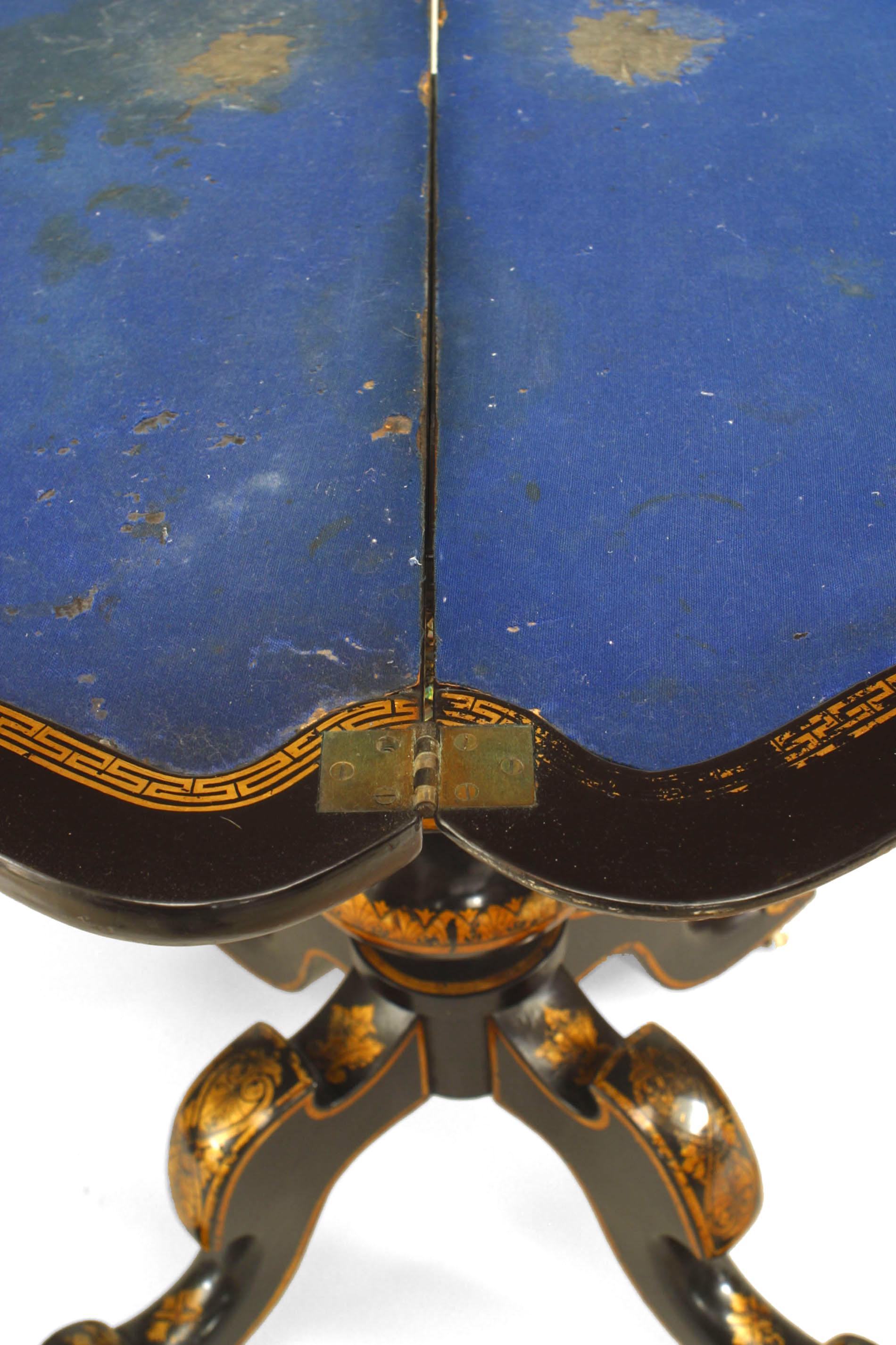 Laqué Table console à rabat anglaise victorienne en papier mâché incrusté de perles en vente