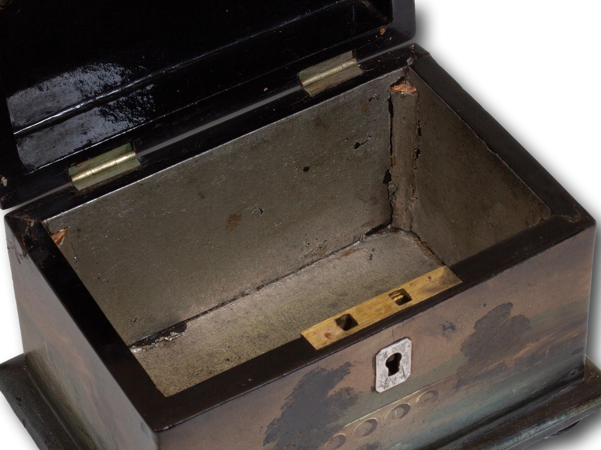 Boîte à thé victorienne en papier mâché en vente 9