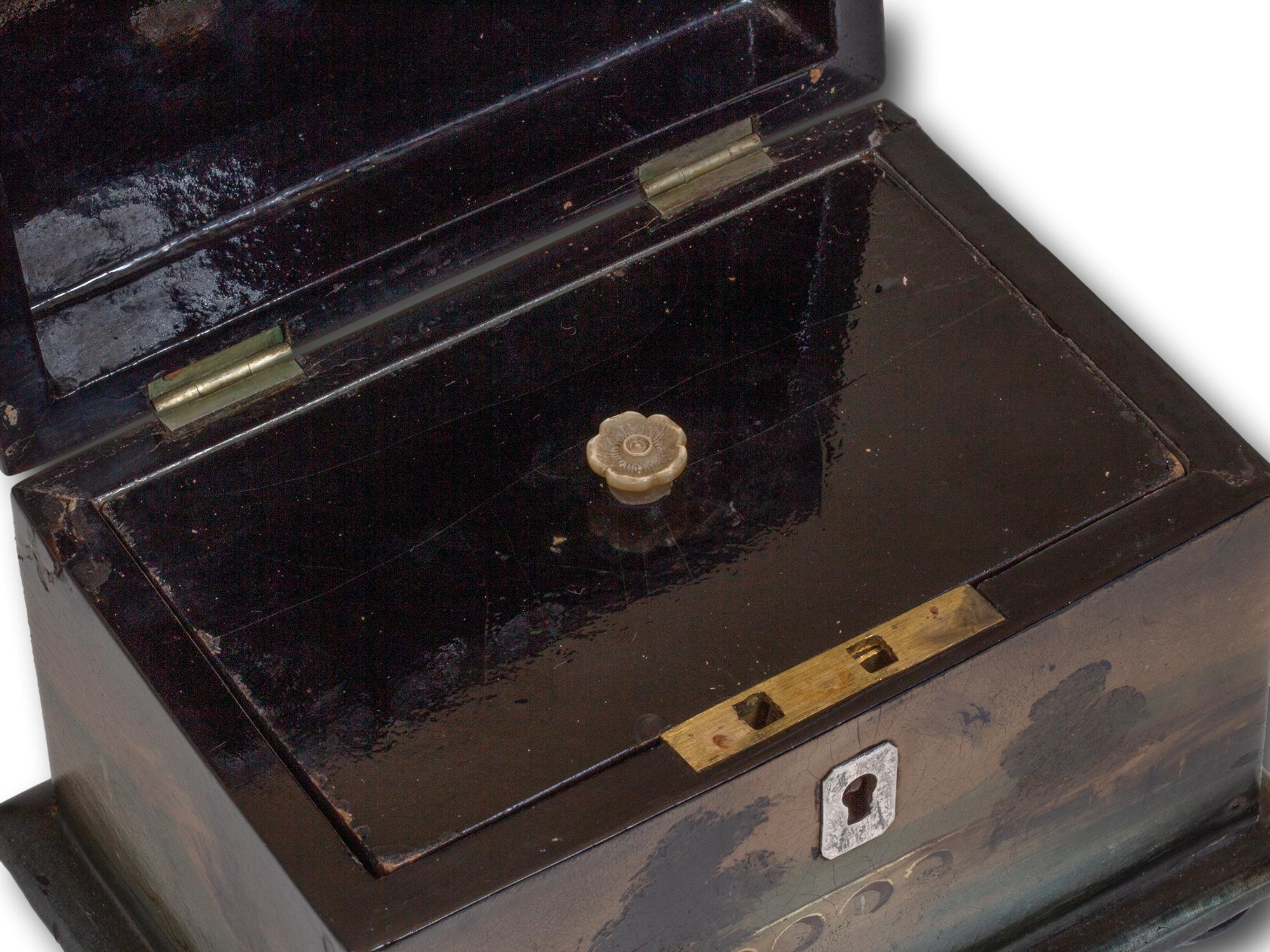 Boîte à thé victorienne en papier mâché en vente 10