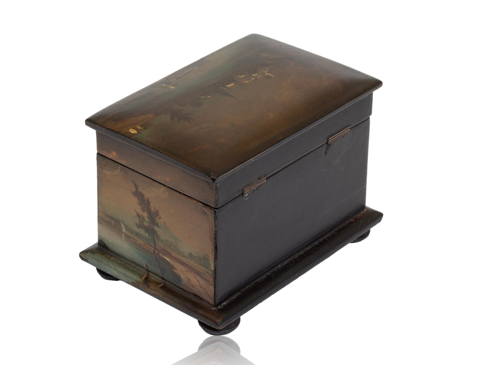 Début de l'époque victorienne Boîte à thé victorienne en papier mâché en vente