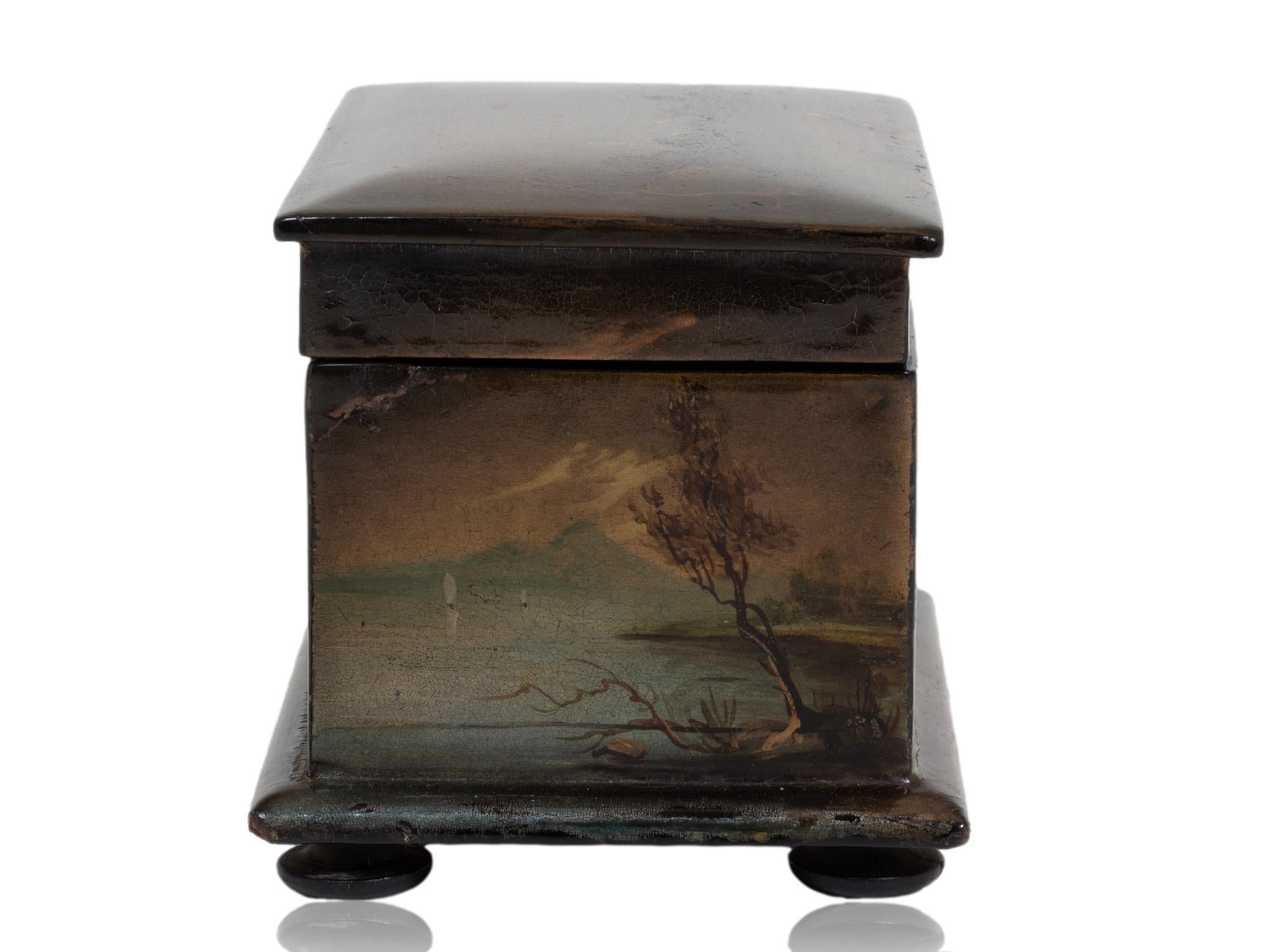 Papier Boîte à thé victorienne en papier mâché en vente