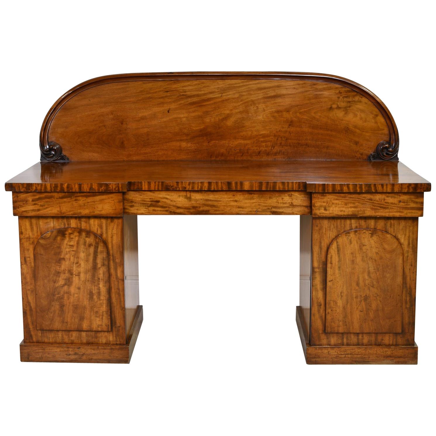 English Victorian Pedestal Base Sideboard in Mahogany, circa 1850