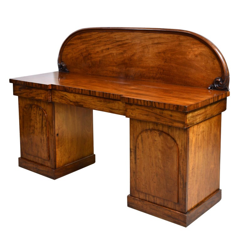 English Victorian Pedestal Base Sideboard in Mahogany, circa 1850 For