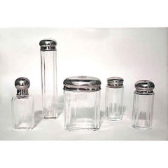 English Victorian Perfume Bottles in Leather Case