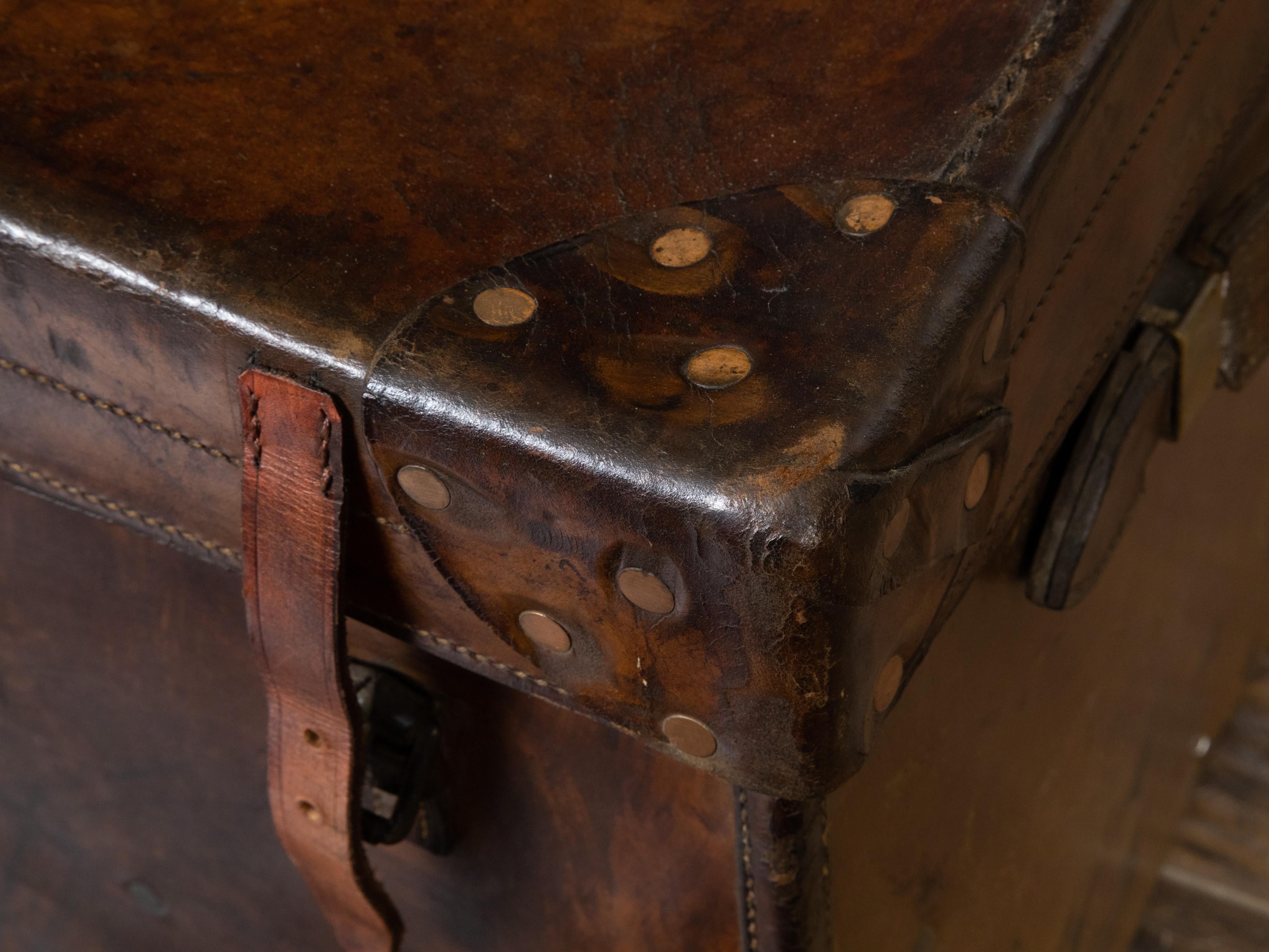 Englisches Leder-Hutgehäuse aus der viktorianischen Periode der 1880er Jahre mit abnehmbarem Deckel aus Leder im Angebot 5