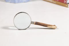 English Victorian Period 19th Century Antler Magnifying Glass with Carved Animal