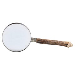 English Victorian Period 19th Century Antler Magnifying Glass with Carved Animal