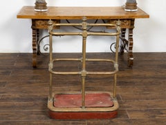 English Victorian Period 19th Century Brass Umbrella Stand with Removable Plaque